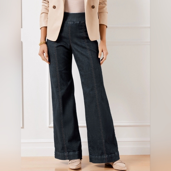 NWT Talbots Flare Leg Pull-On Travel Jeans - Picture 1 of 8